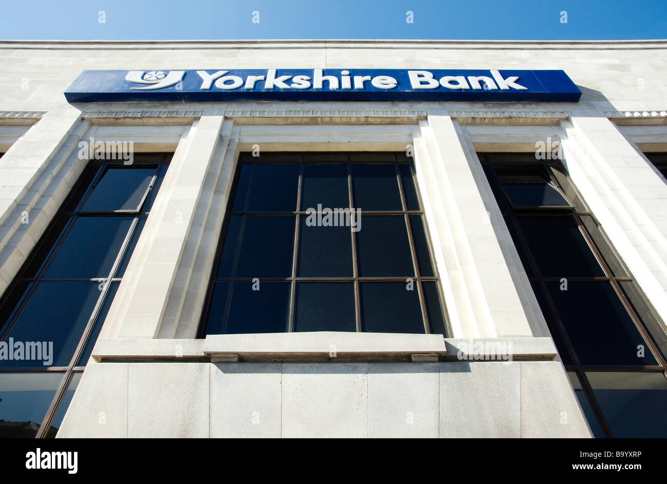 Yorkshire Bank blickte zu Zeichen Stockfoto
