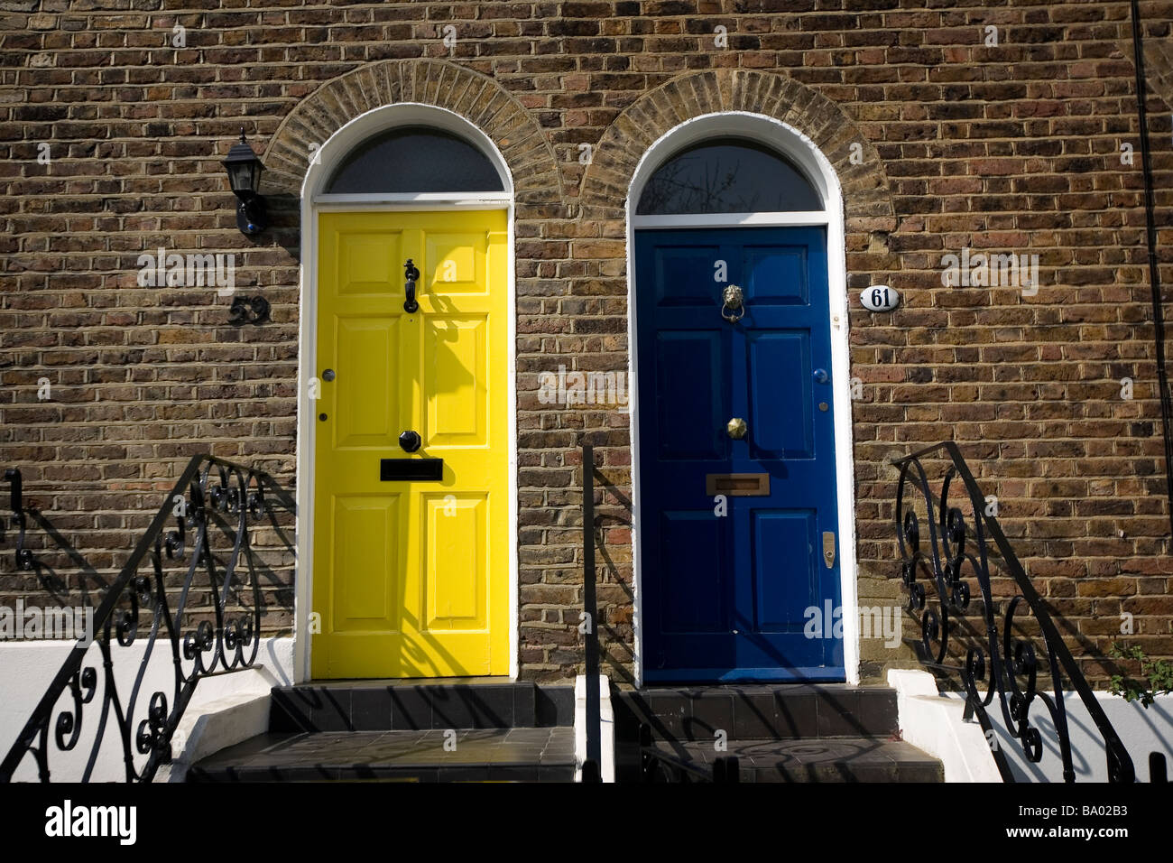 Haustüren, Hampstead, London, UK Stockfoto