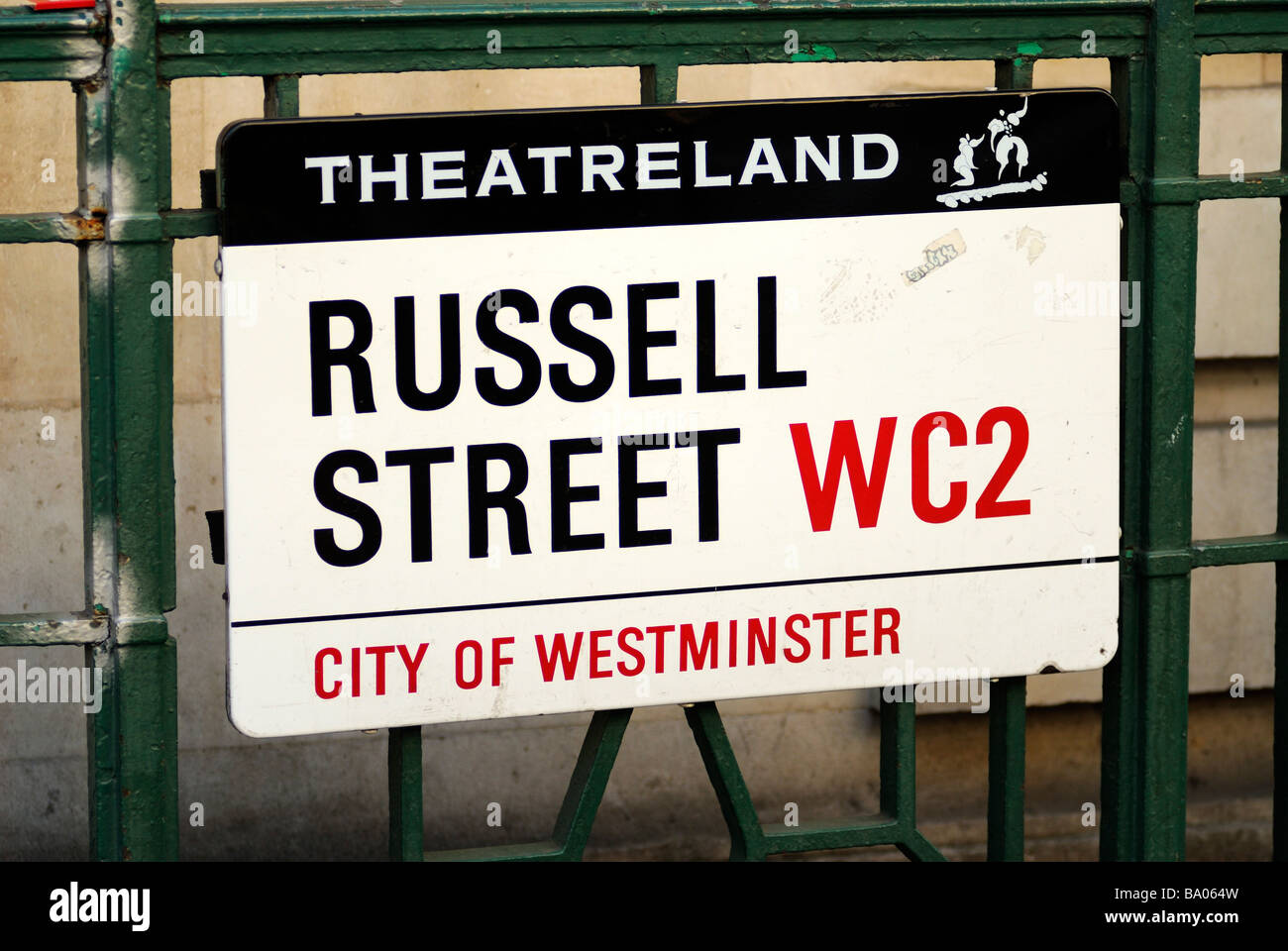 Russell Street Road Sign London England Stockfoto