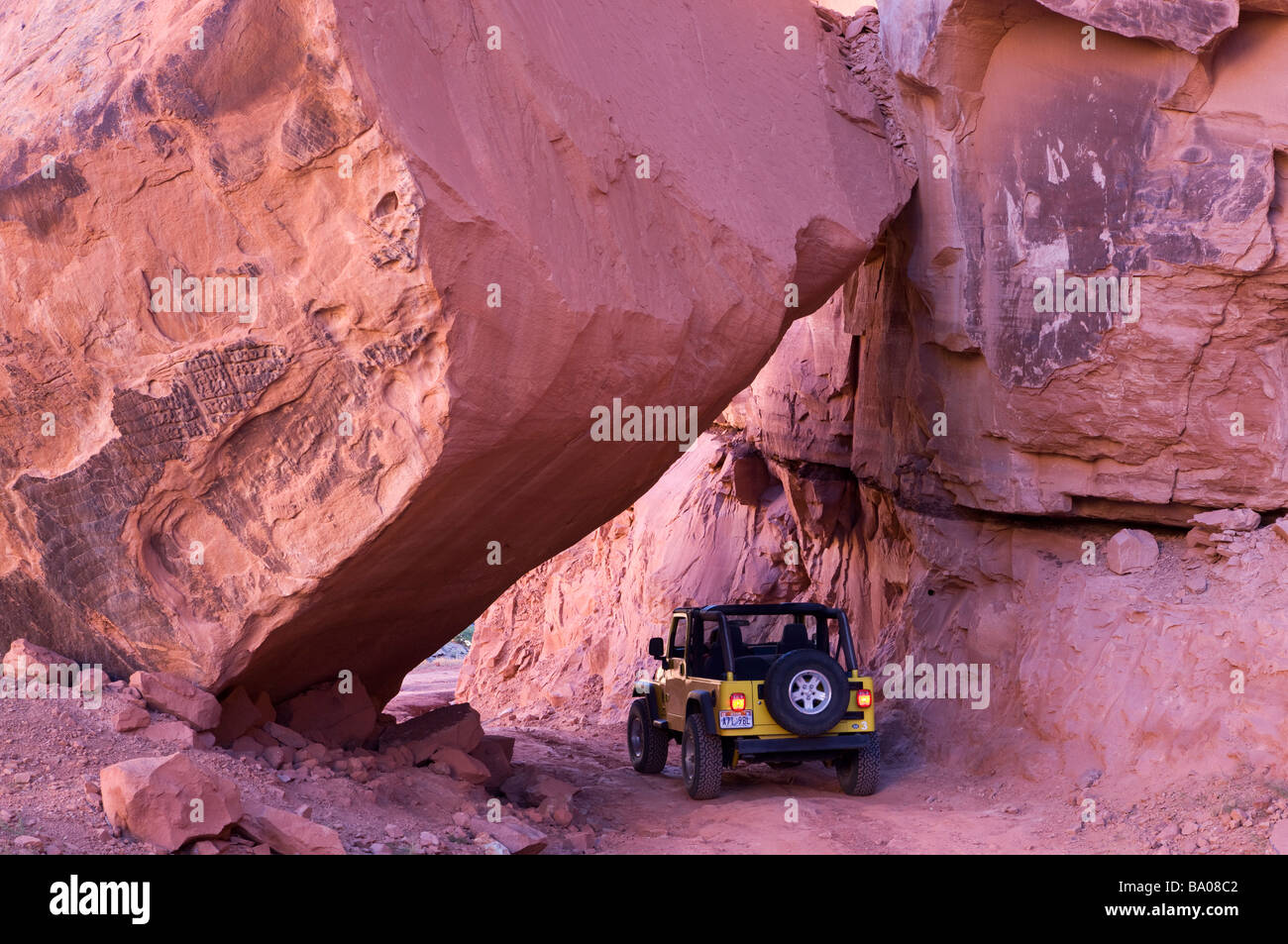 Jeep auf der Long Canyon Trail in der Nähe von Moab Utah Stockfoto