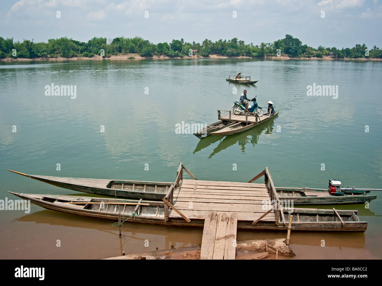 Lokale Fähren auf Don Khong Insel, Champasak, Süden von Laos Stockfoto