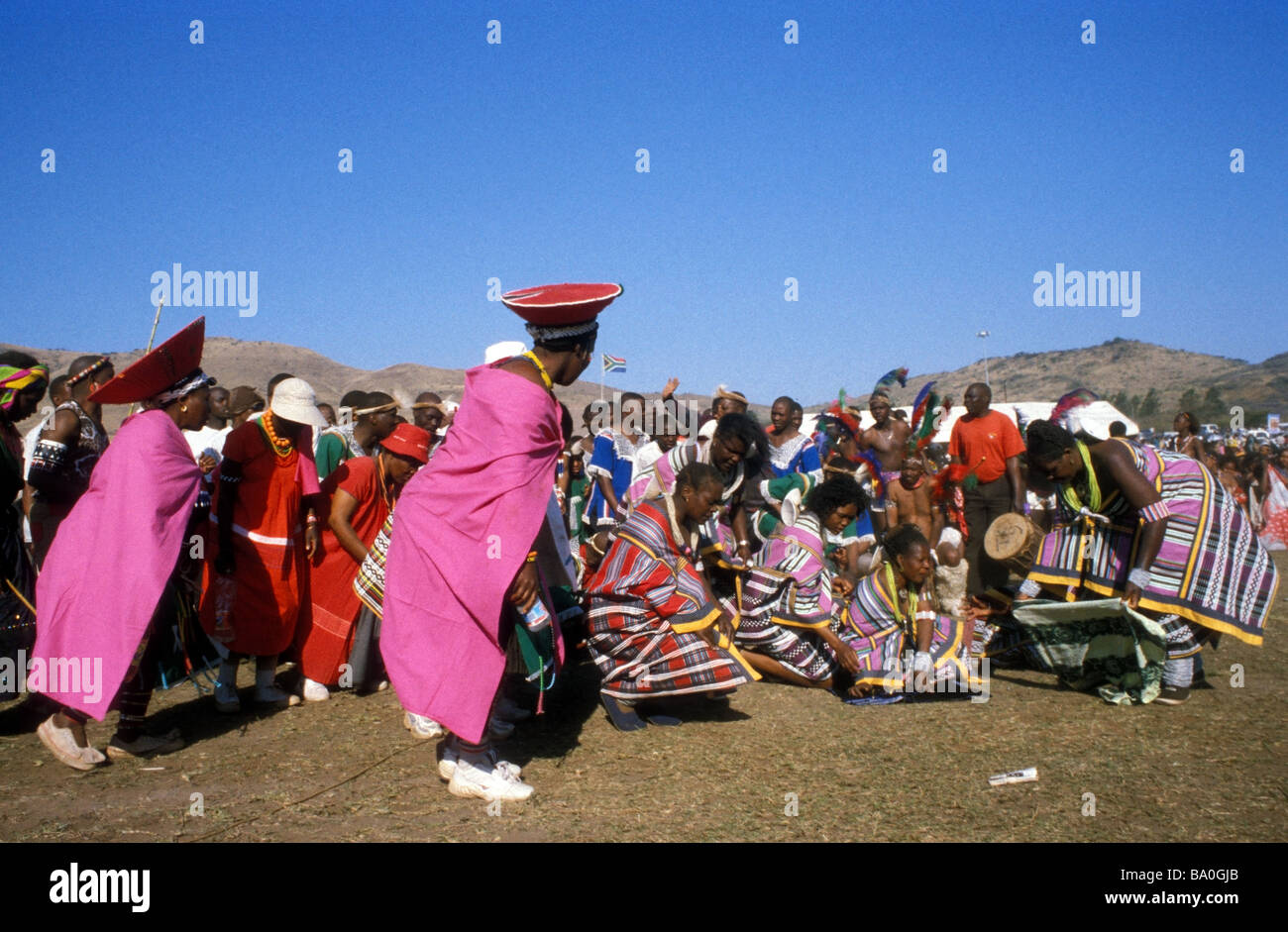 Reed Dance zeremonielle Teilnehmer Kwa Zulu natal South Africa Stockfoto