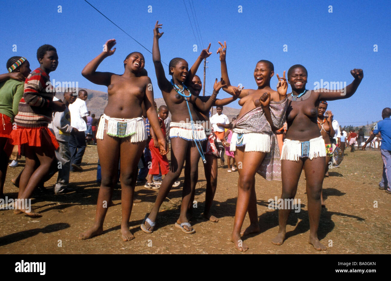 Reed Dance zeremonielle Teilnehmer Kwa Zulu natal South Africa Stockfoto