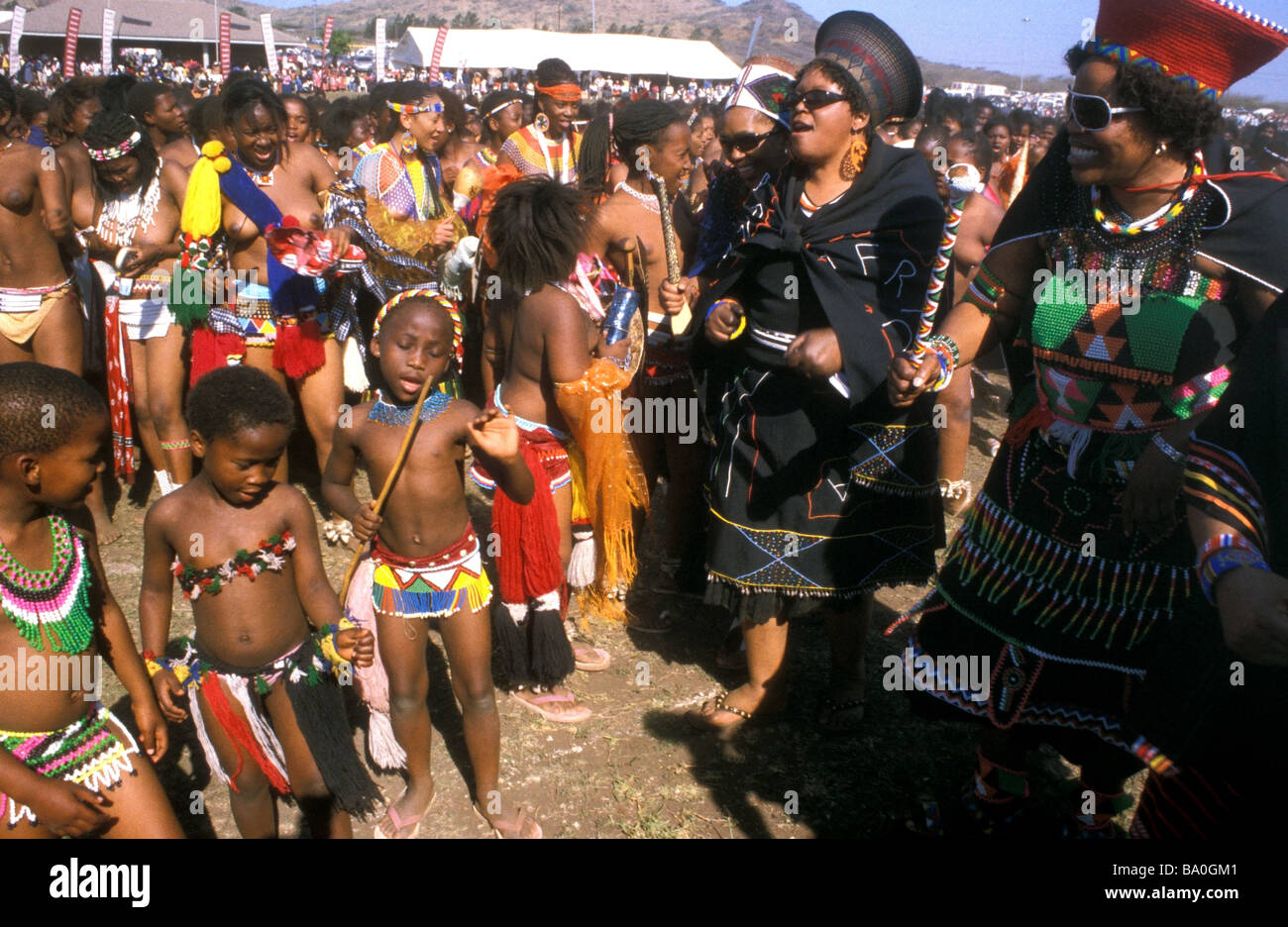 Reed Dance zeremonielle Teilnehmer Kwa Zulu natal South Africa Stockfoto