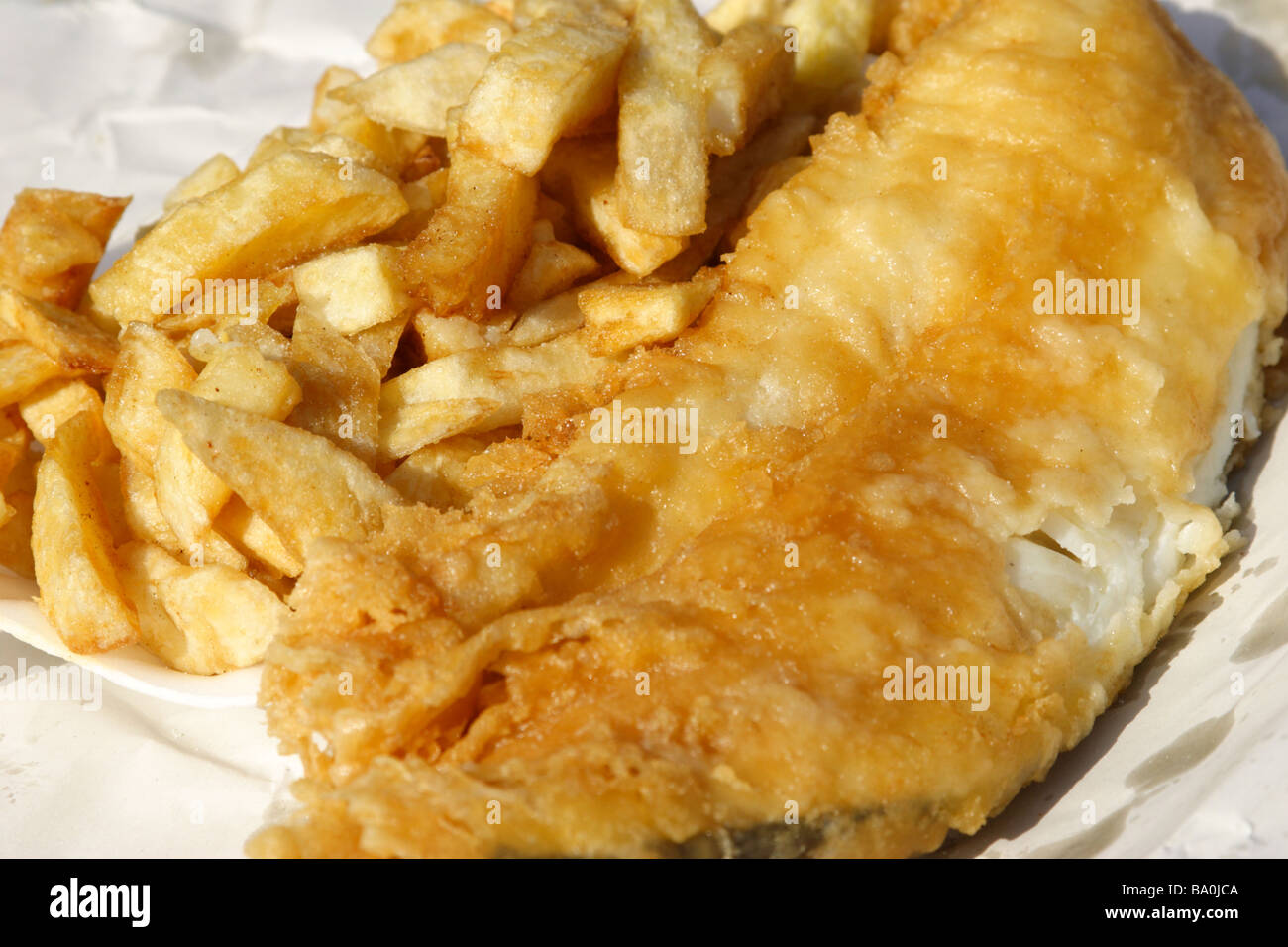 Traditionelle englische Fisch & Chips. Stockfoto