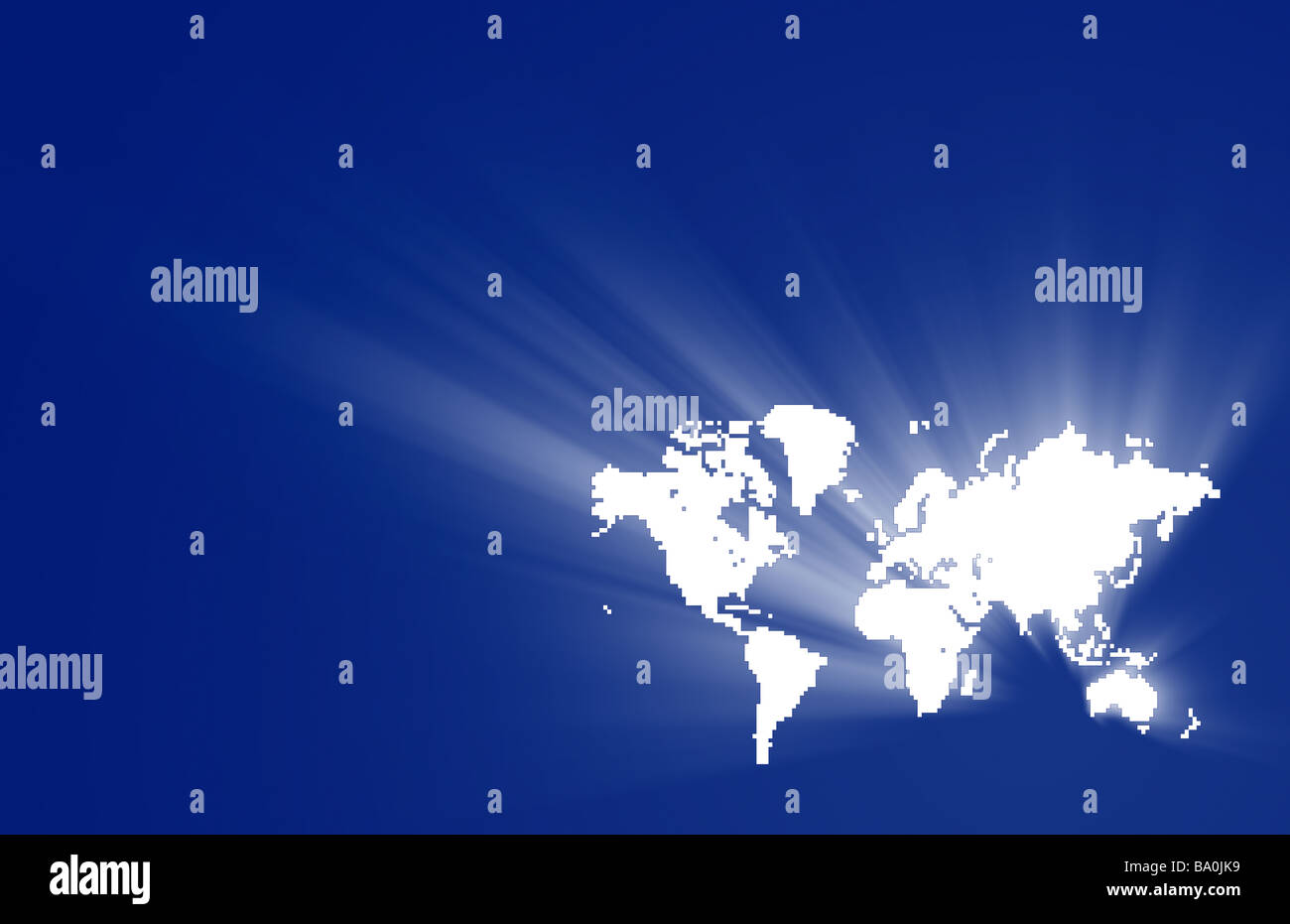 Weltkarte mit quadratischen Pixeln mit freiem Speicherplatz für text Stockfoto