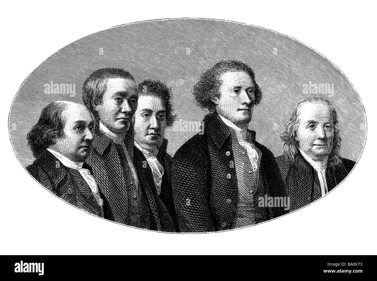 Unterzeichnung der amerikanischen Unabhängigkeitserklärung Stockfoto
