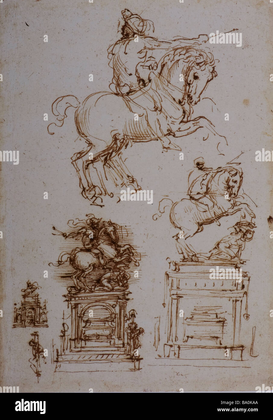 Studien für das Trivulzio-Denkmal von Leonardo da Vinci 1508-1511 Stockfoto