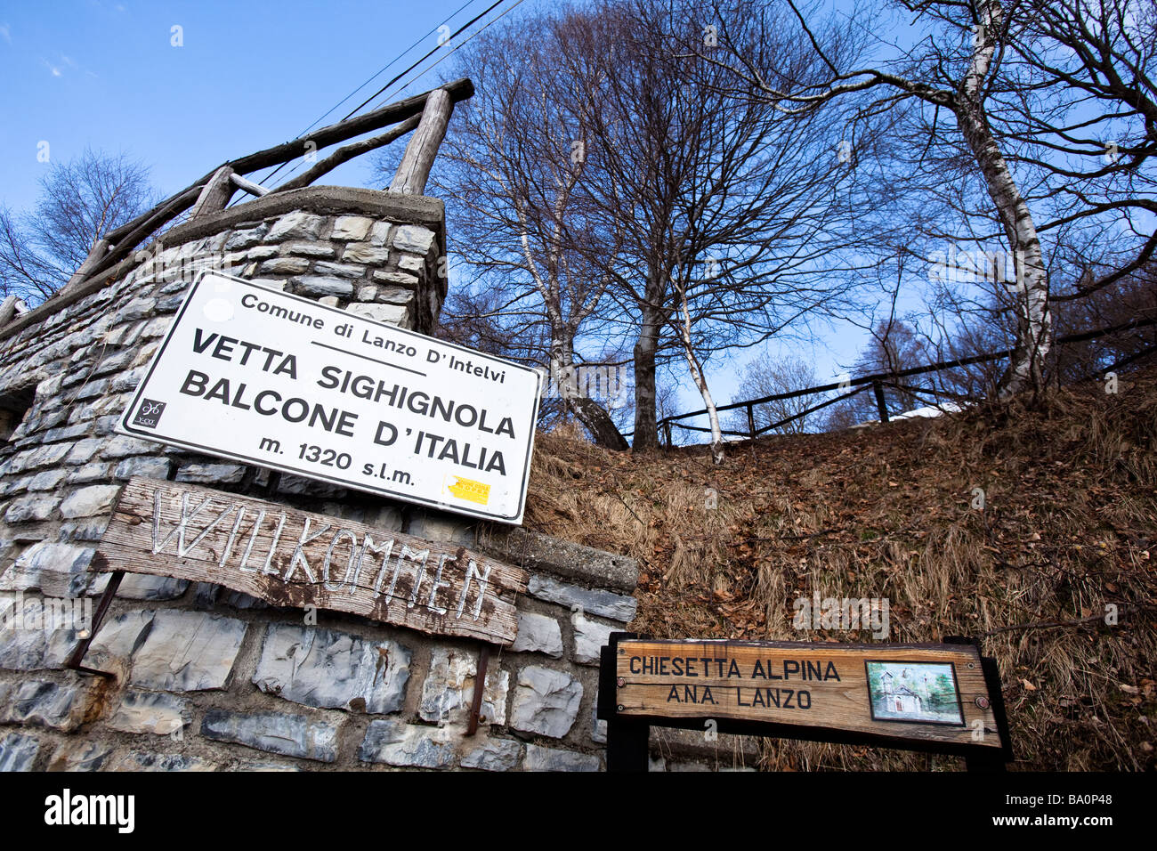 Melden Sie sich auf dem Gipfel des Sighignola (Balcone d ' Italia) Stockfoto