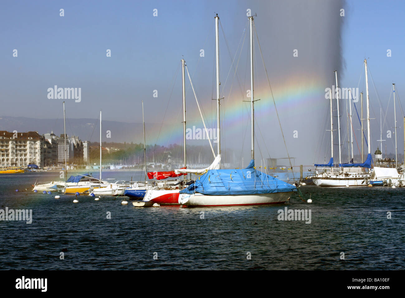 Jet d ' eau, dem Genfer See (Lac Léman), Genf, Schweiz Stockfoto