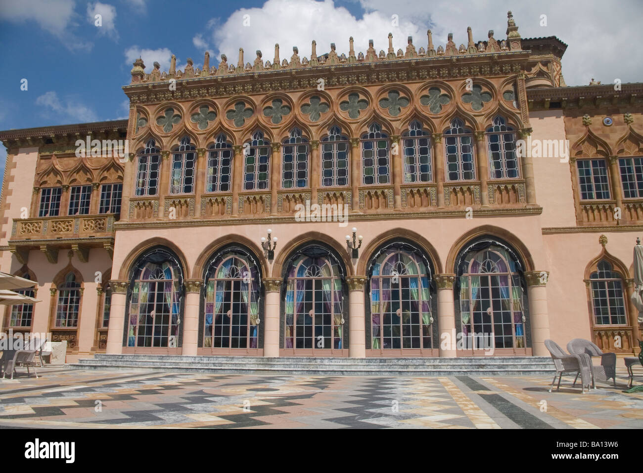 Ein Bild von Ca d Zan aus dem Westen mit den venezianischen Terrasse und Architektur Stockfoto
