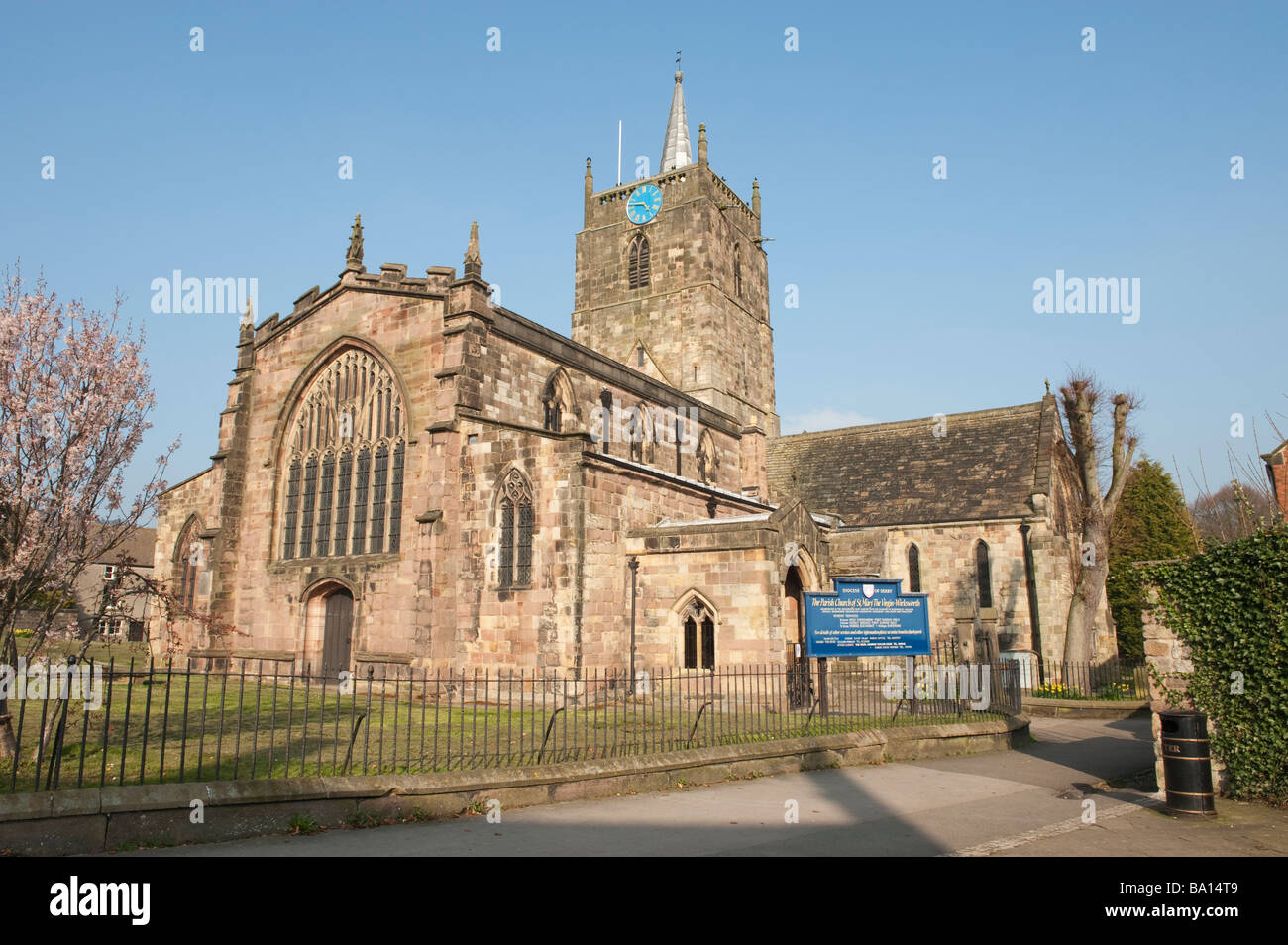Pfarrkirche "St. Mary the Virgin" in Wirksworth, Derbyshire, England, "Great Britain", "Großbritannien" Stockfoto