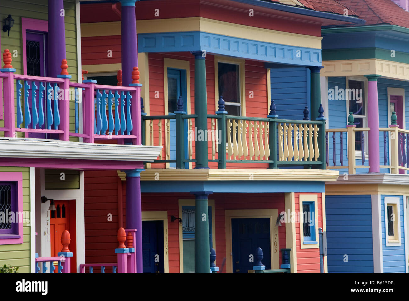 Bunte Häuser in Portland, Oregon Stockfoto