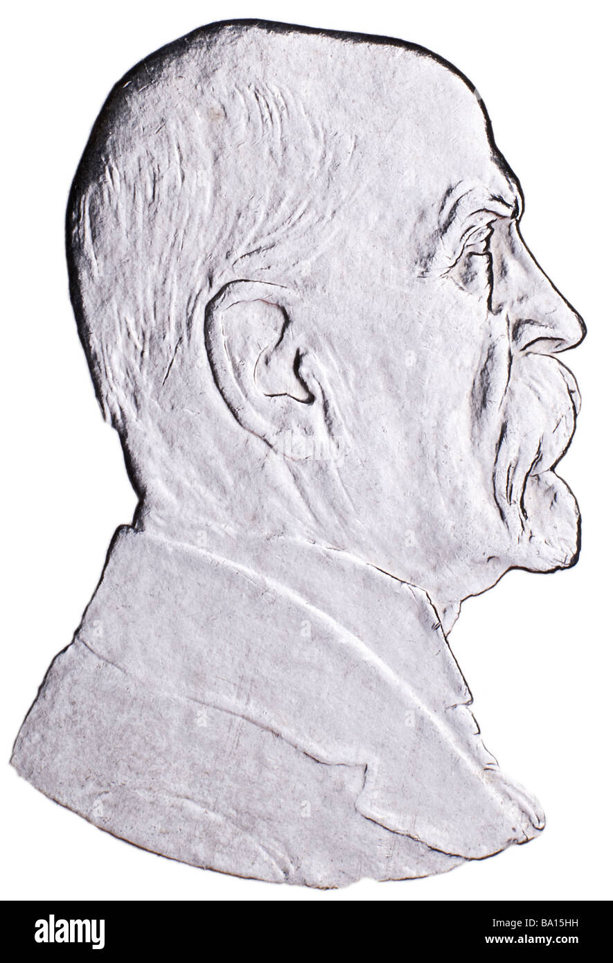 Profil Portrait von Thomas Garrigue Masaryk von tschechischen 10Kc Münze von 1928 Stockfoto