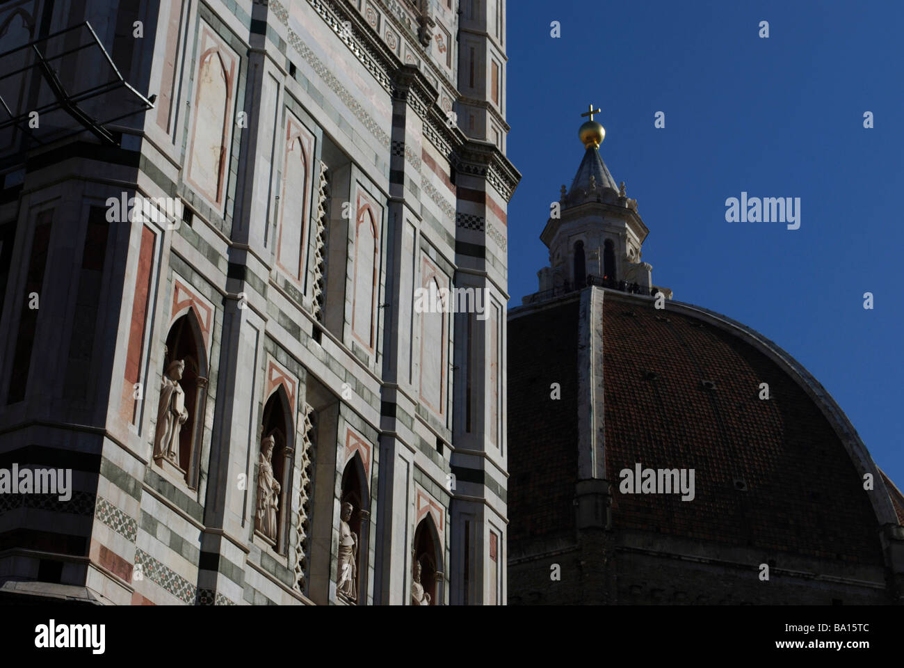 Detail, Kuppel und Glockenturm Turm, il Duomo di Firenze, Florenz Kathedrale Stockfoto