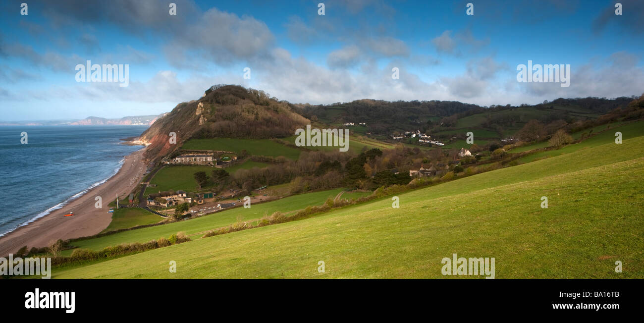 Branscombe Blick vom Weg zum Bier. Devon. VEREINIGTES KÖNIGREICH. Europa Stockfoto