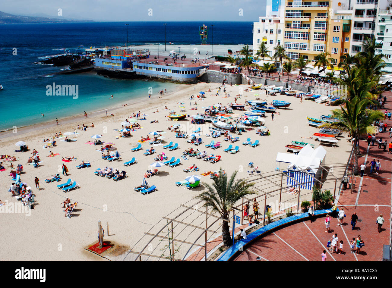 La Puntilla, Playa de Las Canteras, Las Palmas, Gran Canaria Stockfoto