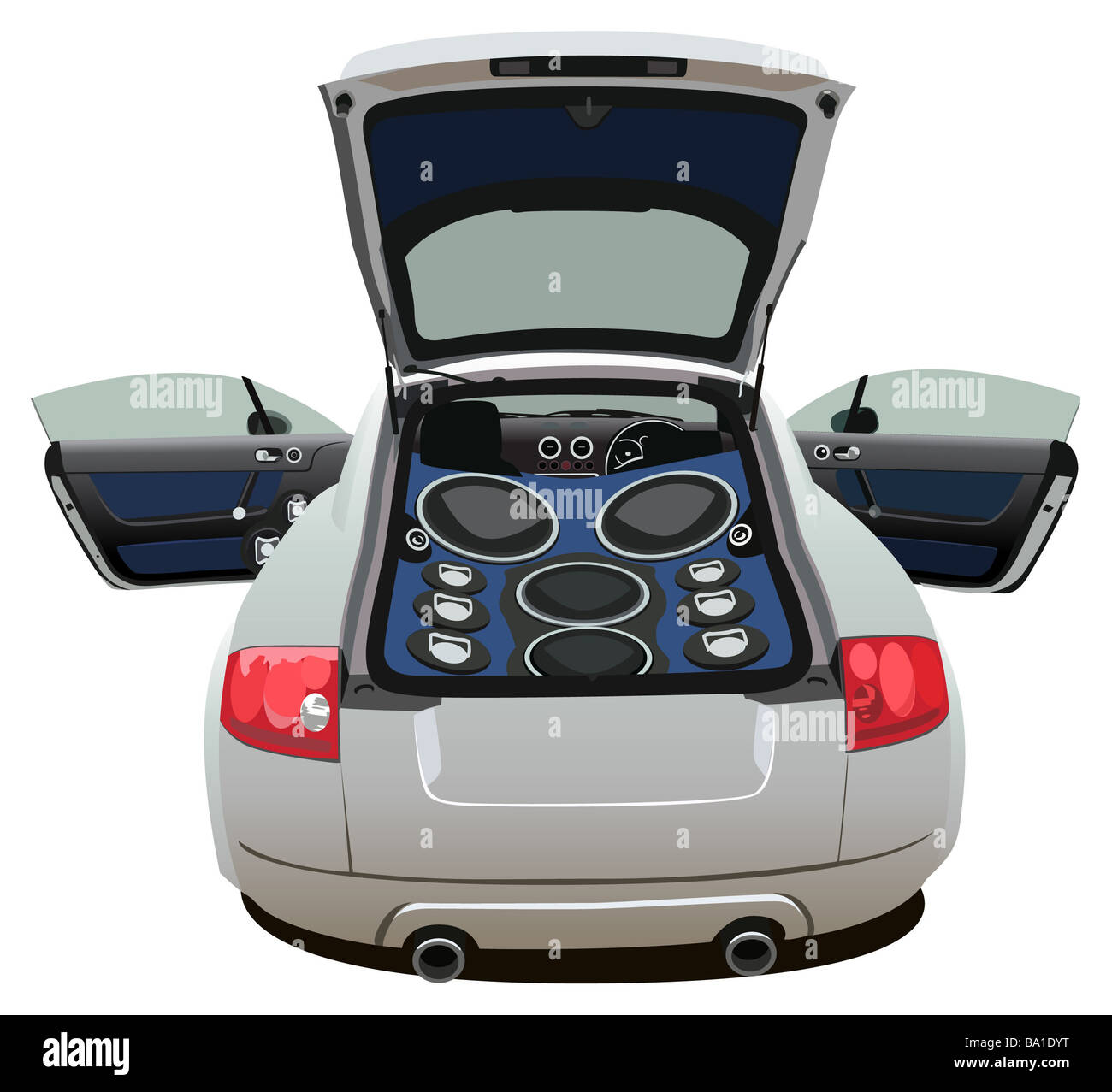 Auto mit großer Musik Vektor zu öffnen Stockfoto