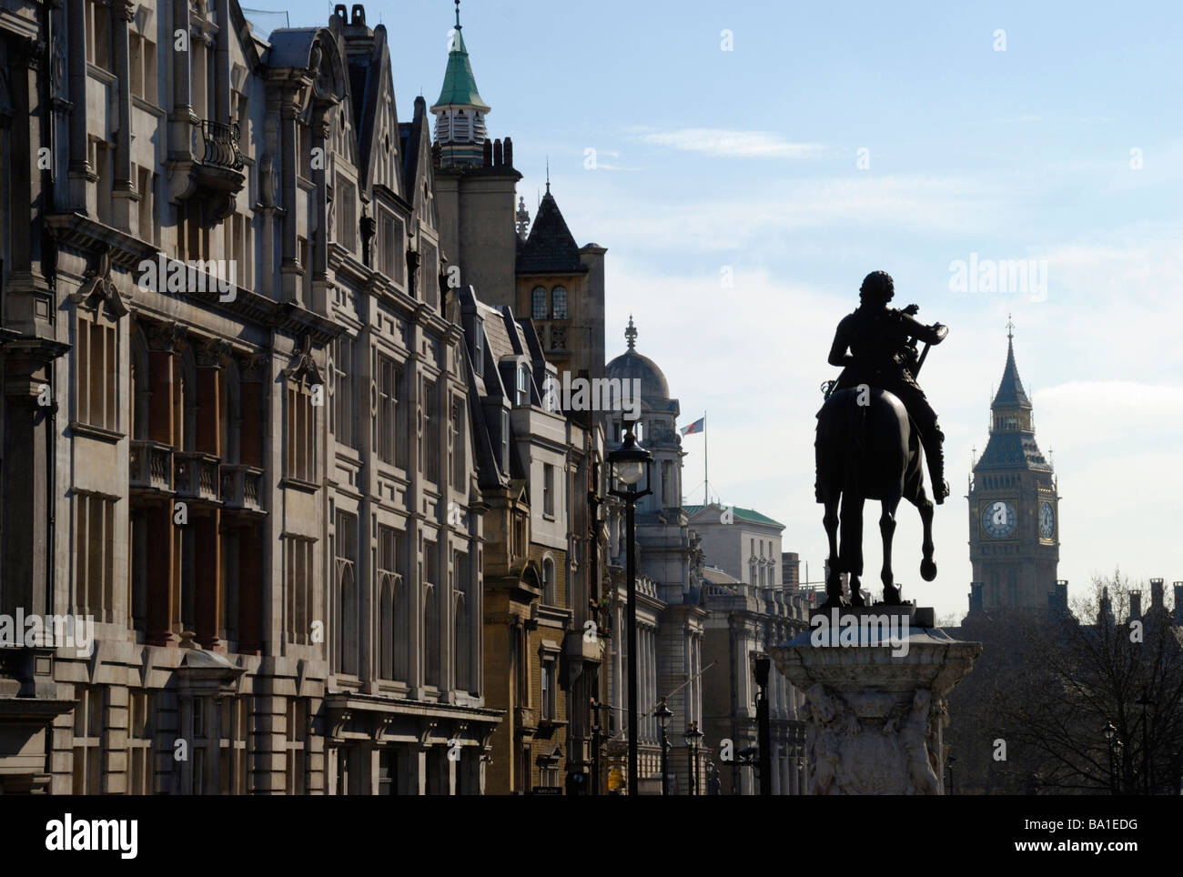 Blick entlang Whitehall, Big Ben London Stockfoto