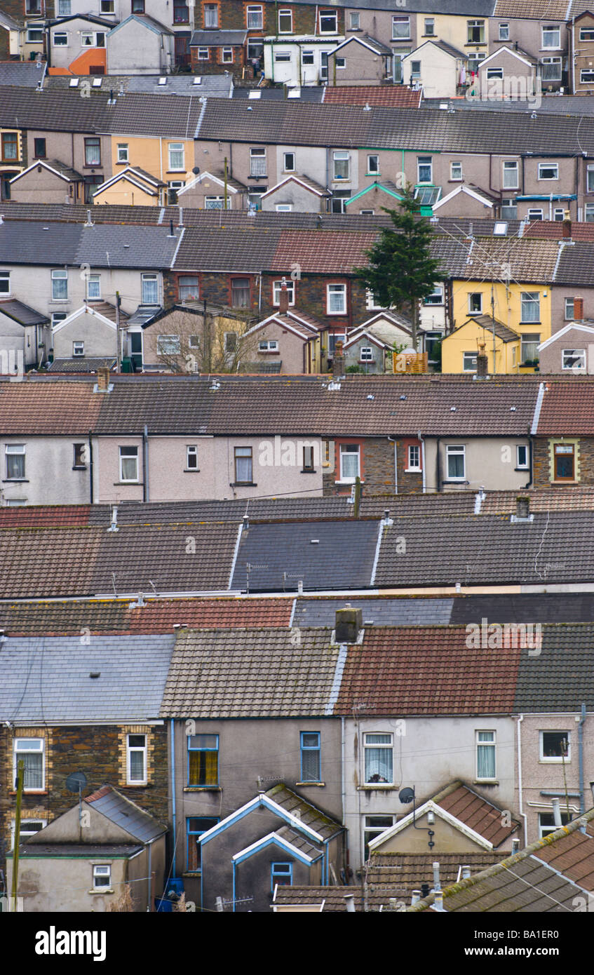 Typische Reihenhaus wohnen im Rhondda Valley South Wales UK Stockfoto