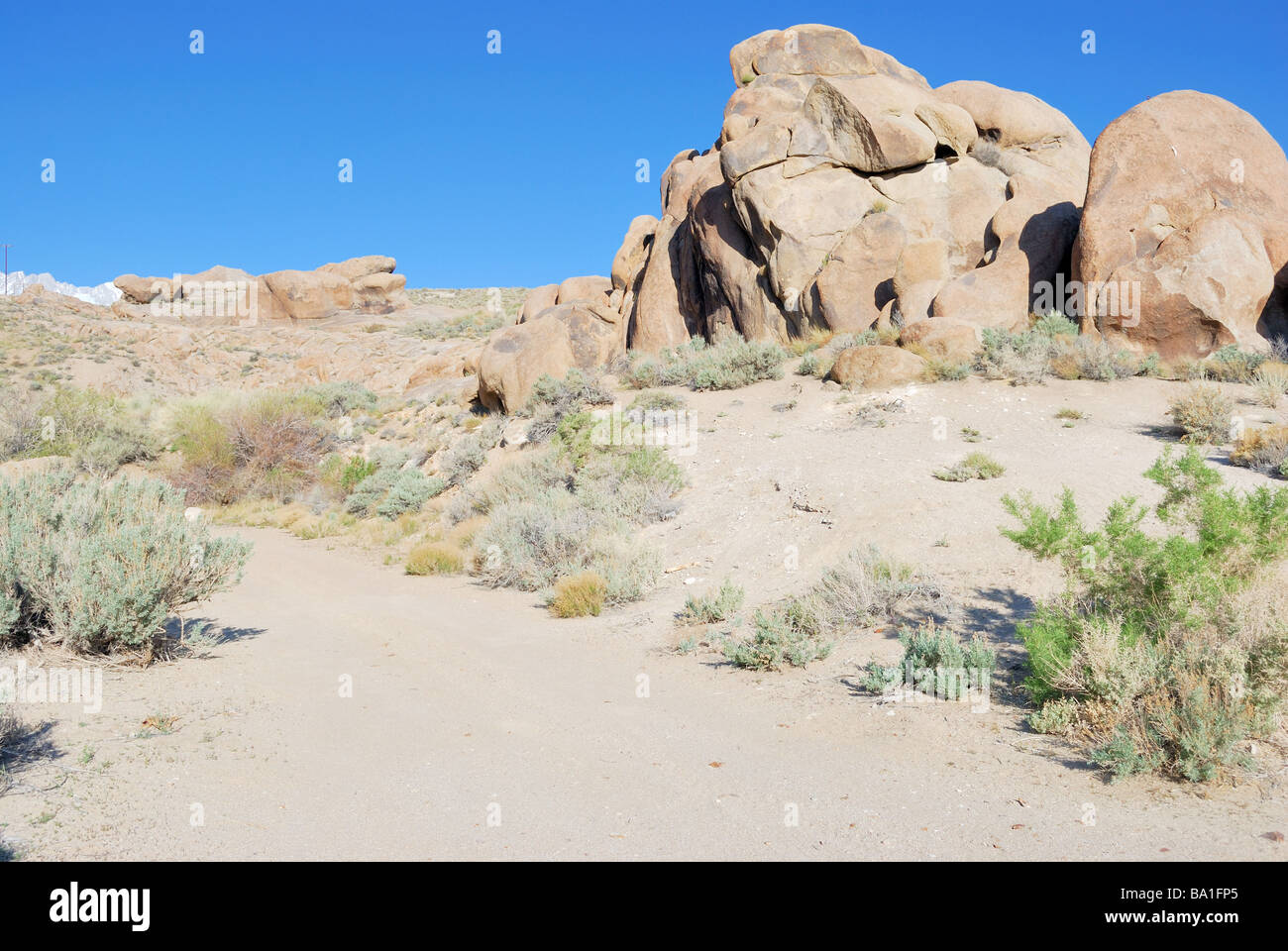 Felsformation in den Alabama Hills Recreation Area, Mojave Desert in Kalifornien Stockfoto