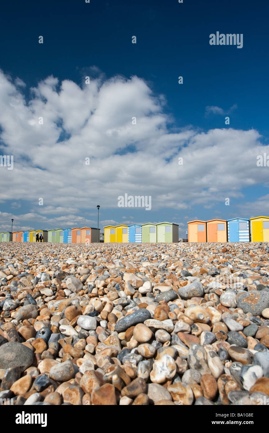 Seaford Strandhütten am Strand Seaford in East Sussex, England UK Stockfoto