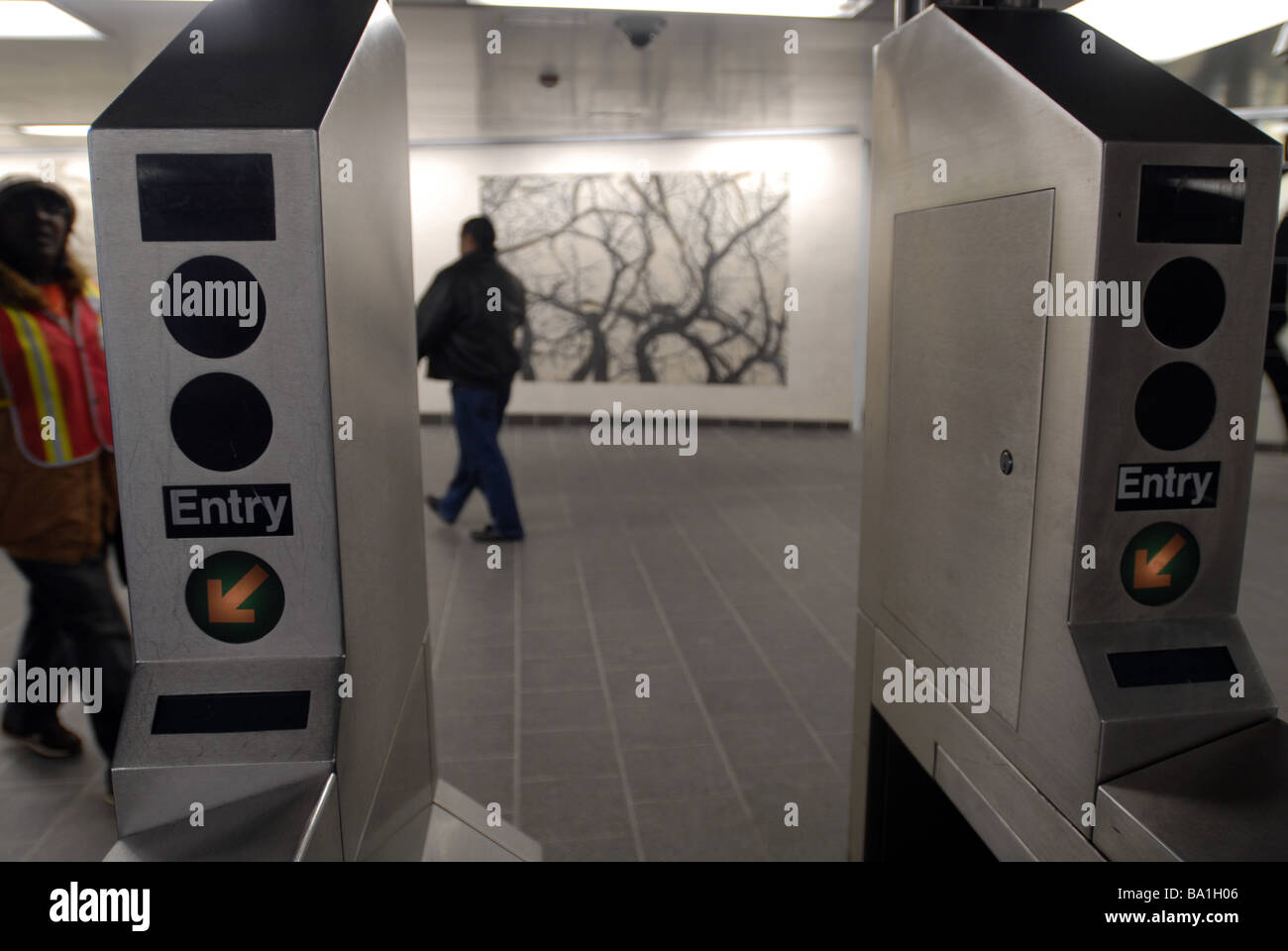 Das South Ferry Terminal der New Yorker u-Bahnen öffnet Stockfoto