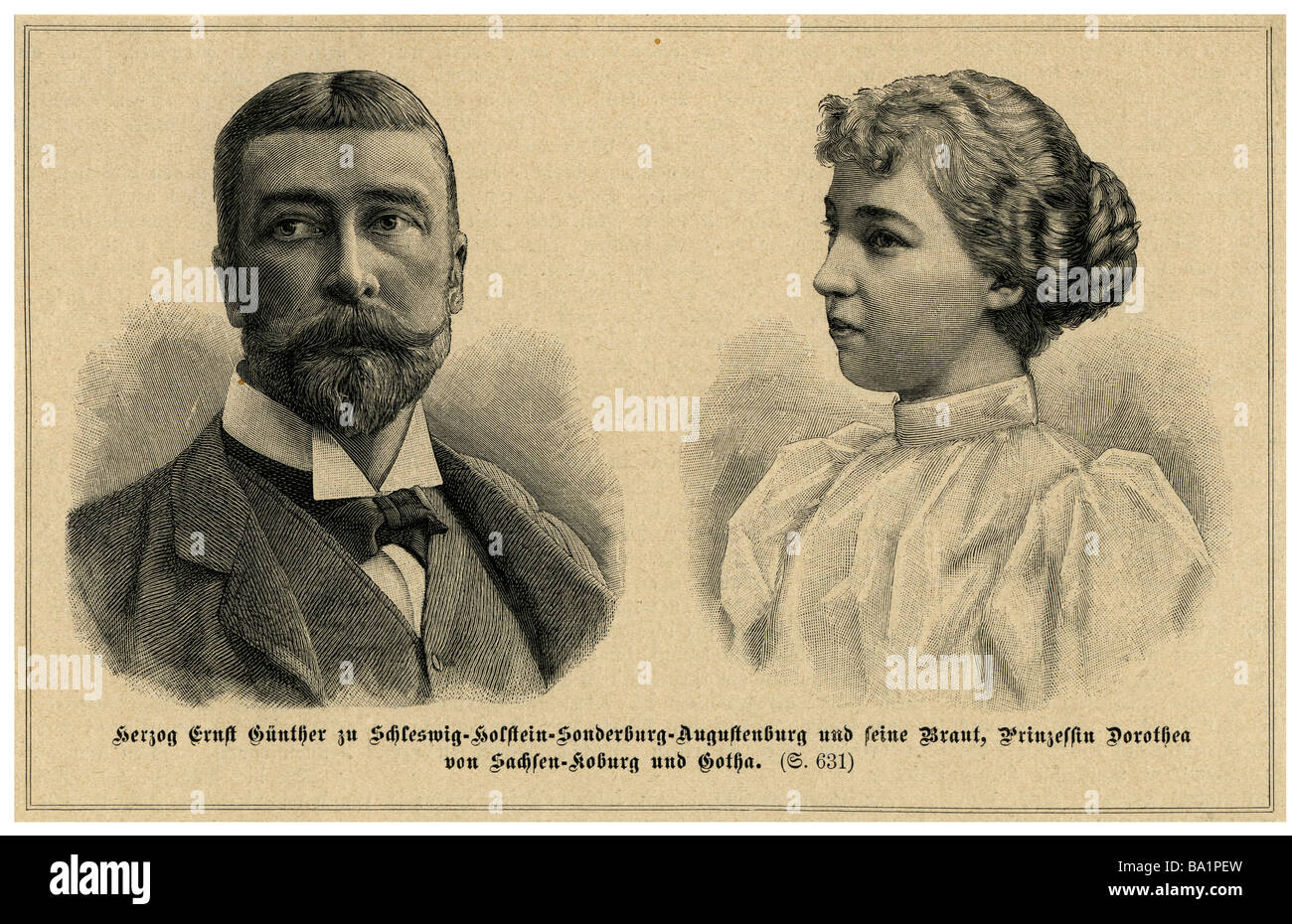 Ernst Günther, 11.8.1863 - 22.2.1921, Herzog von Schleswig-Holstein, mit Verlobte Prinzessin Dorothea Marie von Sachsen-Coburg-Gotha-Koha Stockfoto