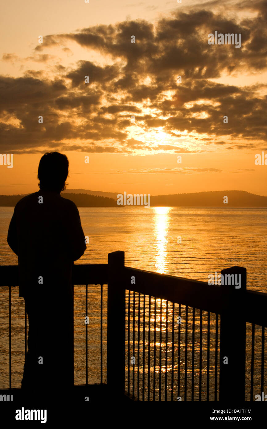 Sonnenuntergang auf Lopez Island - San Juan Islands, Washington Stockfoto