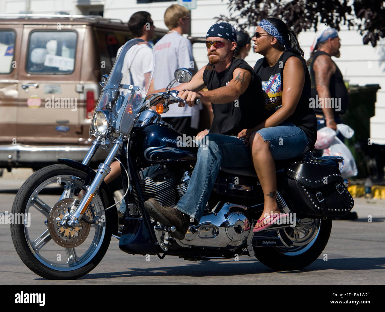 Standard benutzerdefinierte Flash und Papierkorb Motorräder drehen Sie an der jährlichen Sturgis Motorcycle Rally South Dakota USA Stockfoto