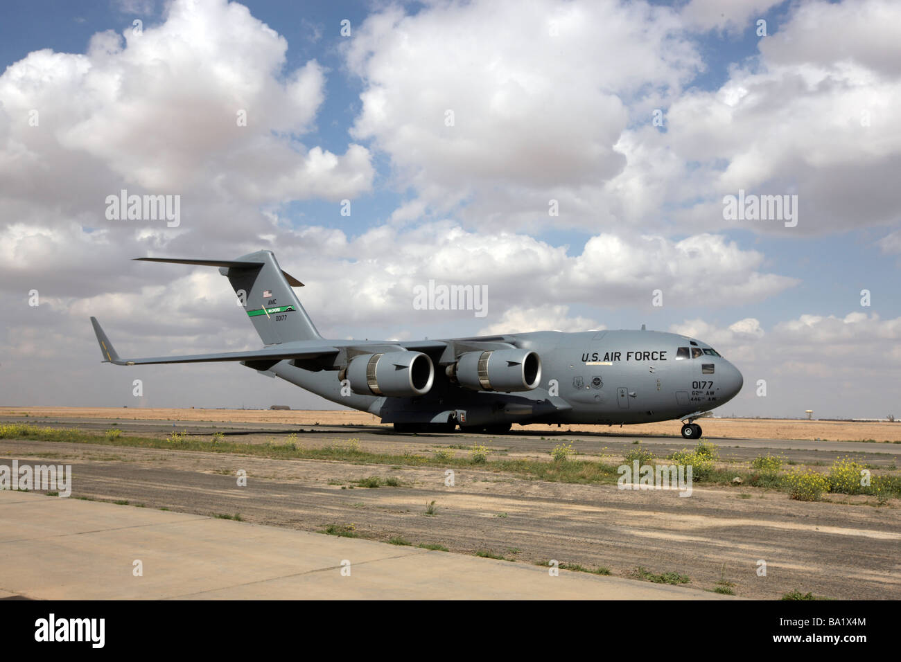 Eine c-17 Globemaster III auf dem Laufsteg. Stockfoto