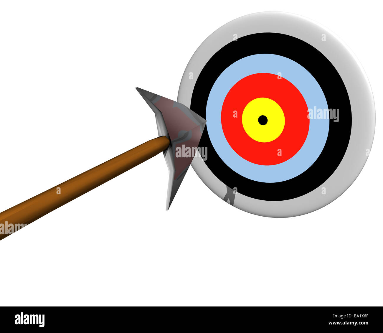 Abbildung eines Zieles durch einen Pfeil zu treffen Stockfoto