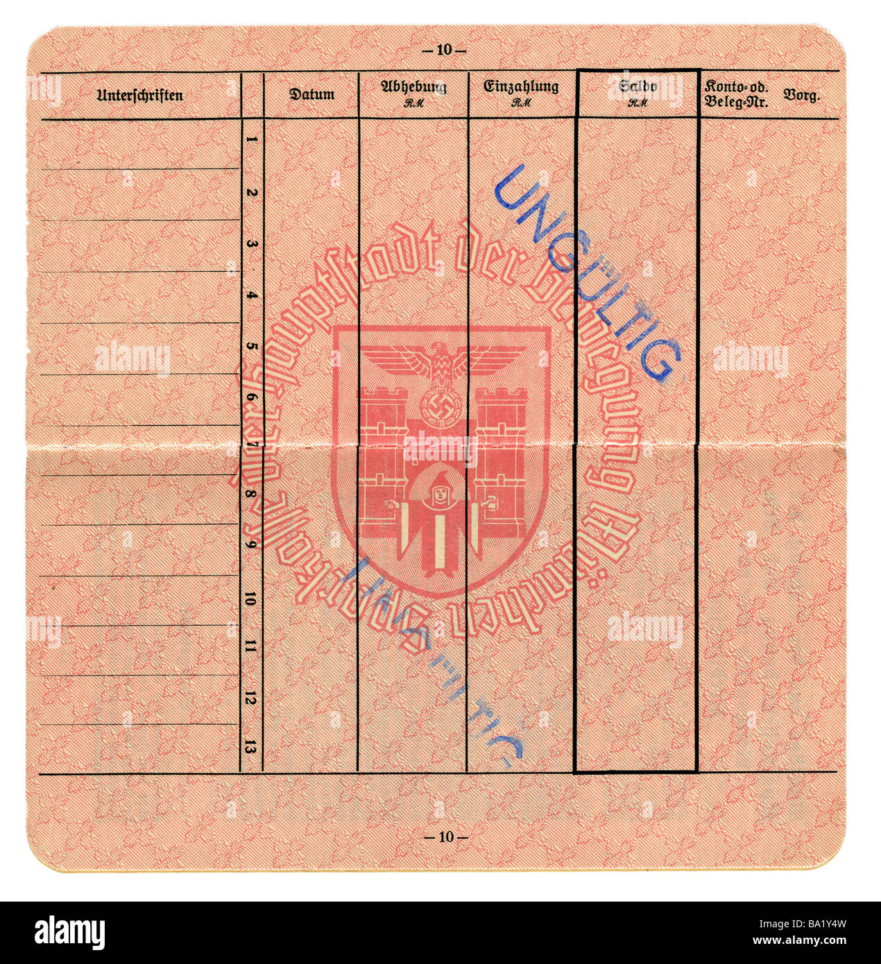 Geld / Finanzen, Sparkassenbuch, Stadtsparkasse München, 1942, Stockfoto