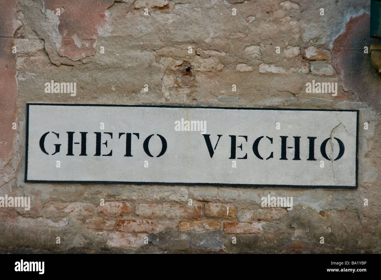 GhEtO Vechio Straßenschild in Venedig Italien Stockfoto