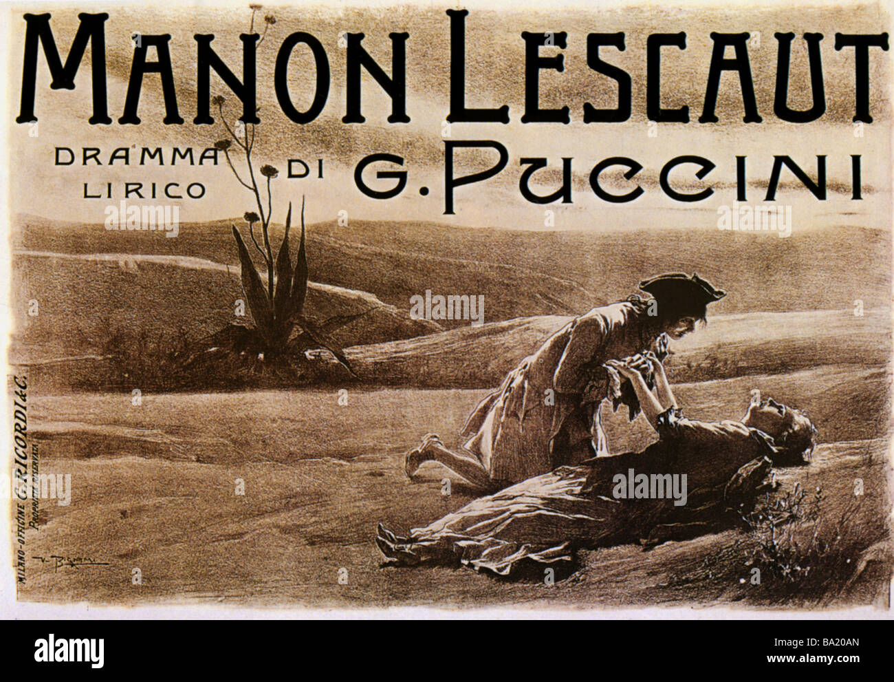 Puccini, Giacomo 22.12.1858 - 29.11.1924, italienischen Komponisten, Werke, Oper "Manon Lescaut" (1893), Poster, C. Riccordi, Mailand, es Stockfoto