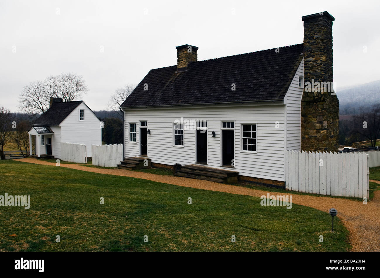 James Monroes "Asche Rasen-Hochland" Plantage, Slave Viertel und Aufseher Haus befindet sich in Charlottesville Virginia Stockfoto