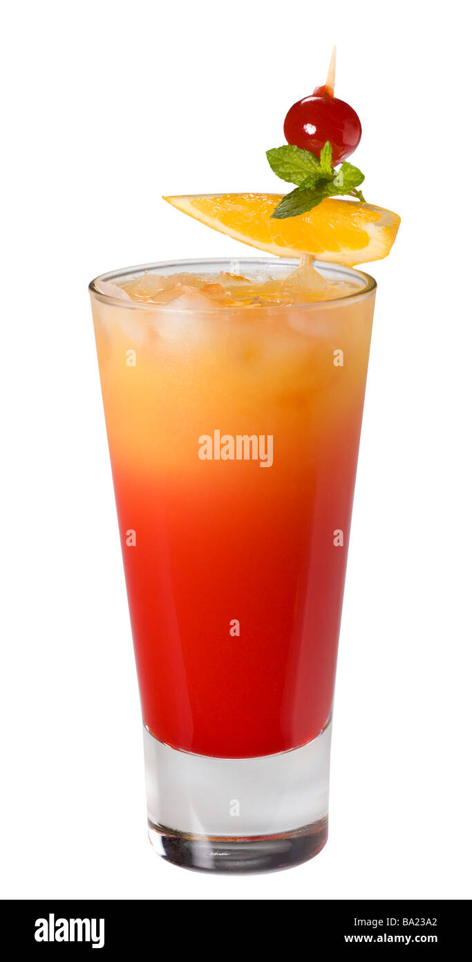 Tequila Sunrise cocktail (Clipping-Pfad) Stockfoto