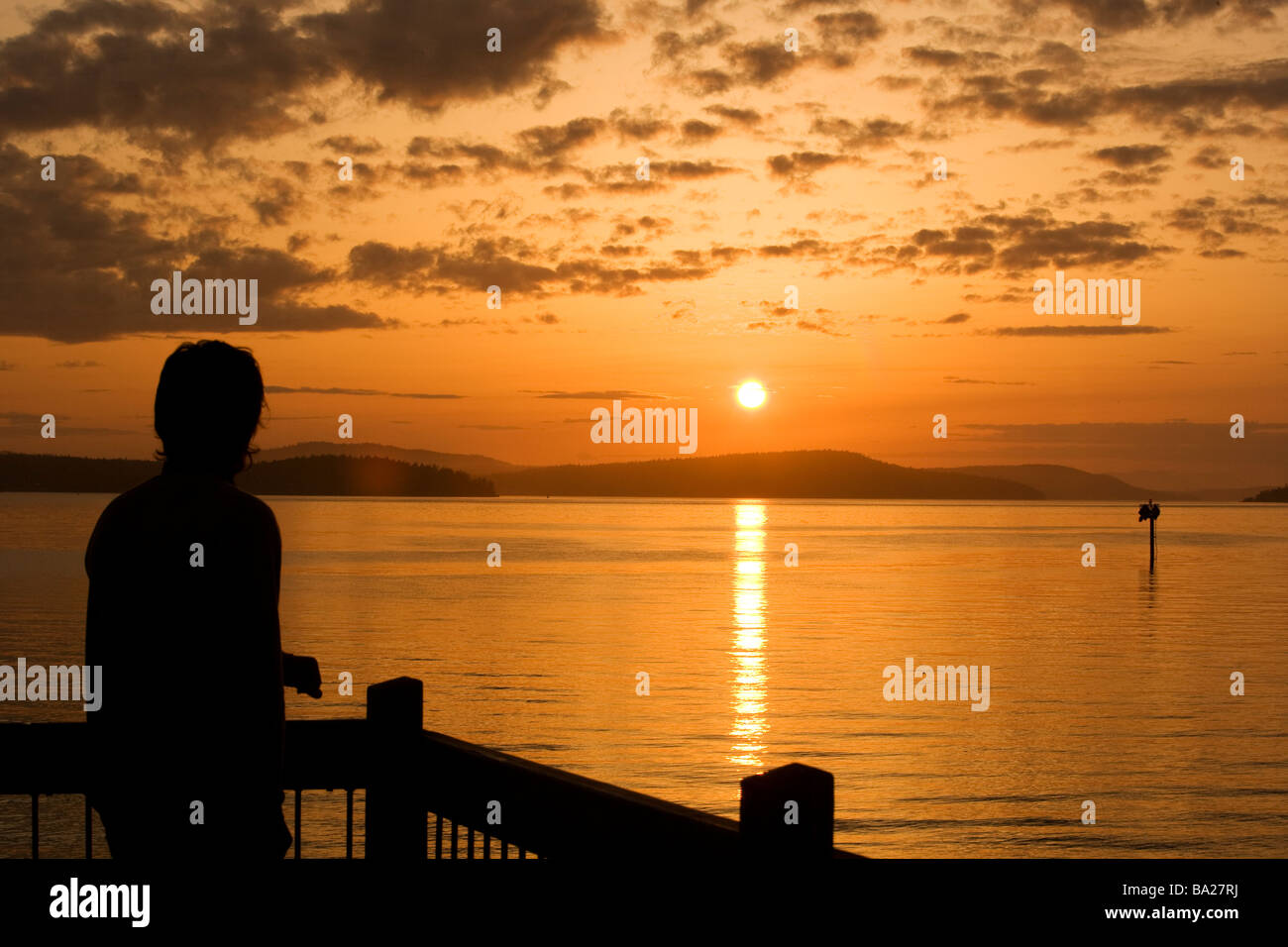 Sonnenuntergang auf Lopez Island - San Juan Islands, Washington Stockfoto