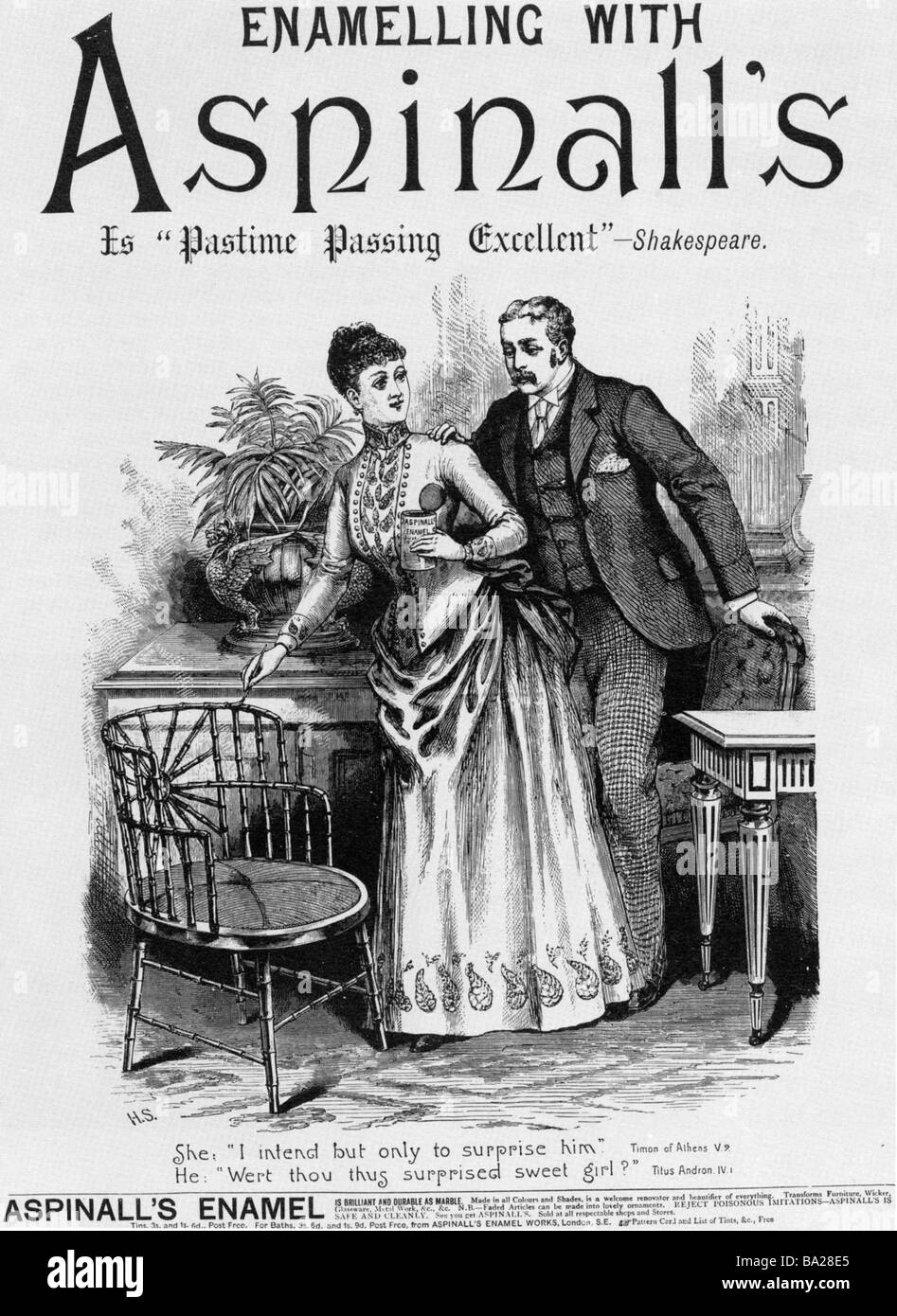 VIKTORIANISCHE Anzeige für Aspinalls Lackfarbe Stockfoto