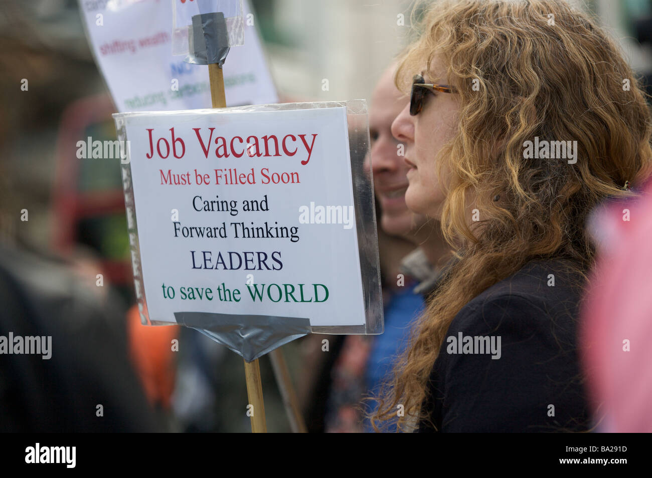 Demonstrant im Klima-Camp am G20-Gipfel Demonstration, Bank, London Stockfoto