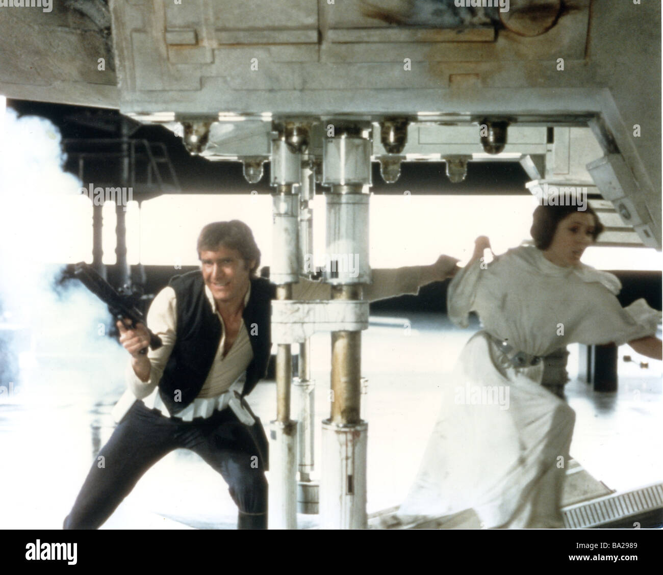 STAR WARS: EPISODE IV – eine neue Hoffnung 1977 TCF film mit Carrie Fisher und Harrison Ford Stockfoto