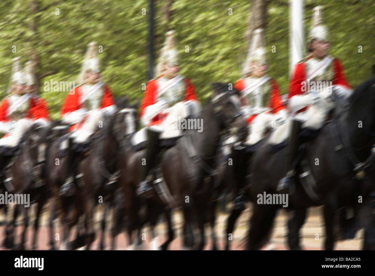 Household Cavalry fahren auf der Straße Stockfoto