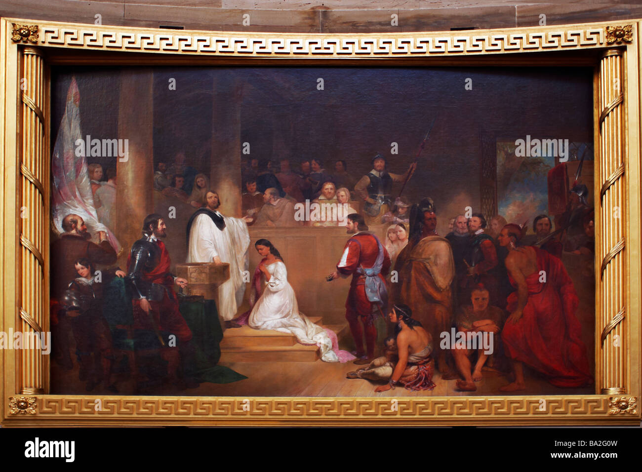 Die Taufe von Pocahontas von John Gadsby Chapman 1808 1890 im Capitol Rotunde Washington DC Stockfoto