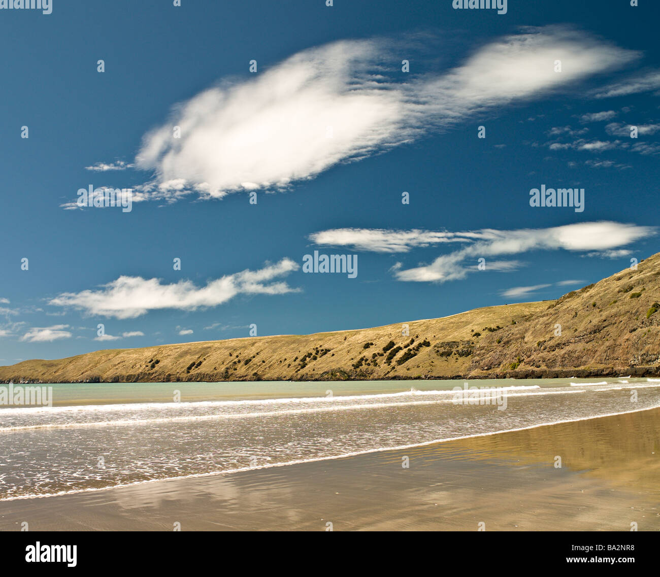 Okains Bay, Banks Peninsula, Südinsel, Neuseeland Stockfoto