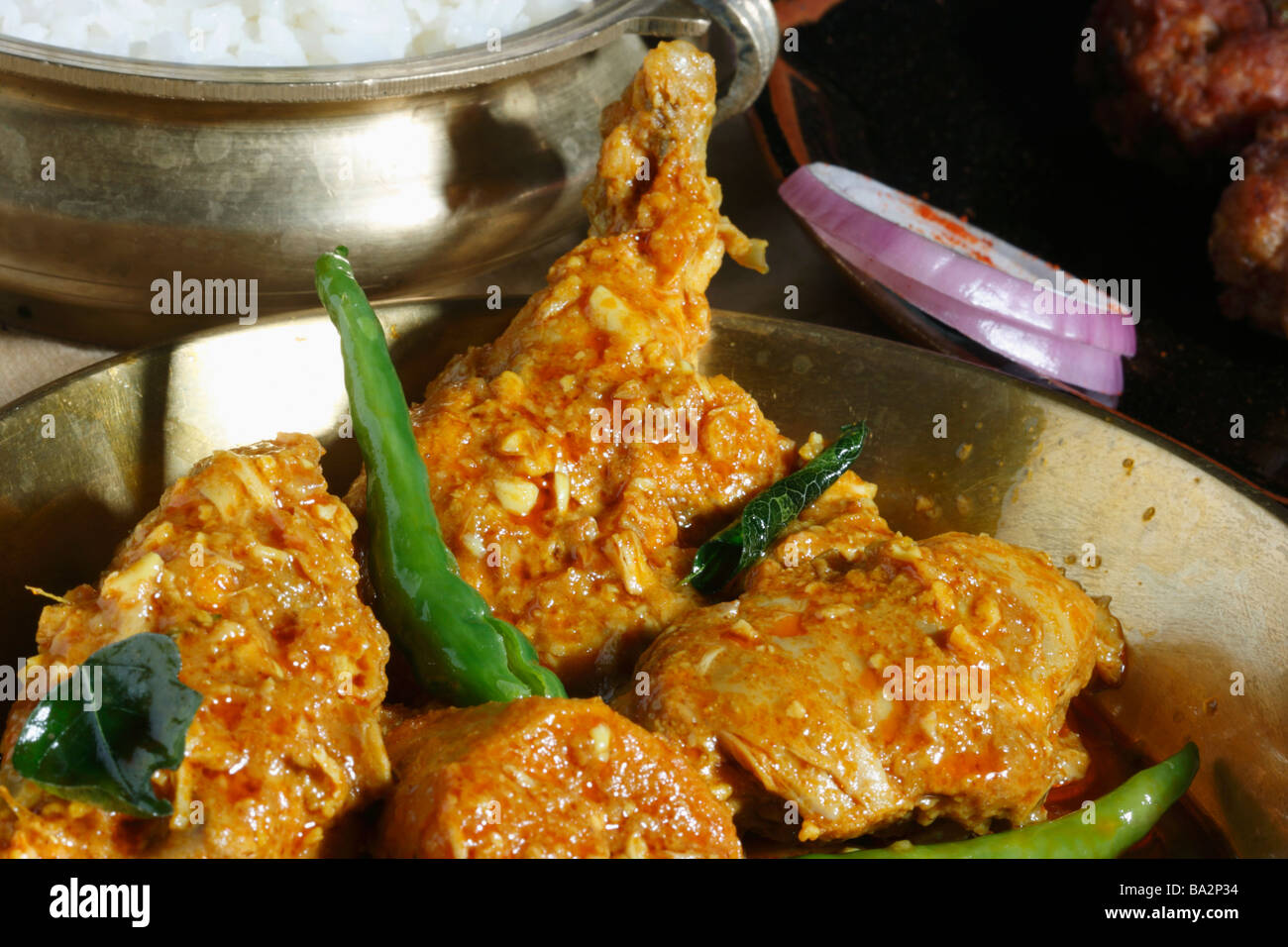 Huhn Hyderabadi ist ein würziges Huhn curry aus Hyderabad in die Zitrone gibt einen neuen Geschmack Stockfoto