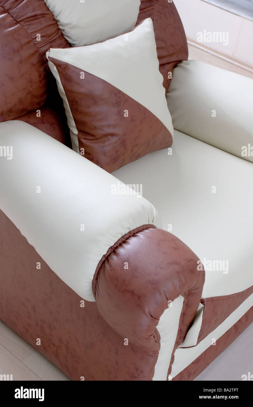abstrakte Foto von einem braunen Luxus sofa Stockfoto