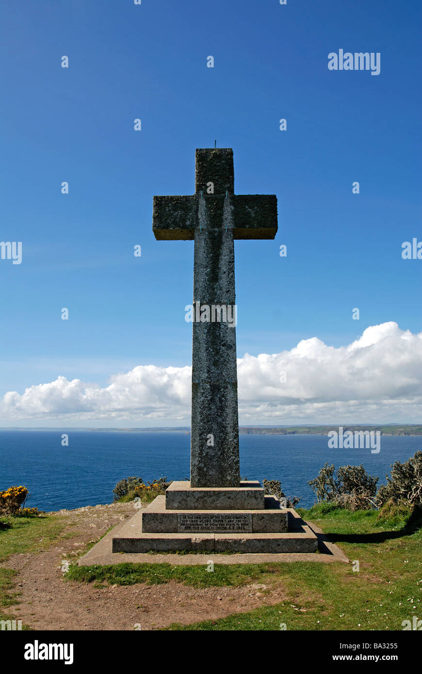 Das Steinkreuz an Dodman Punkt in der Nähe von Mevagissey in Cornwall, Großbritannien Stockfoto