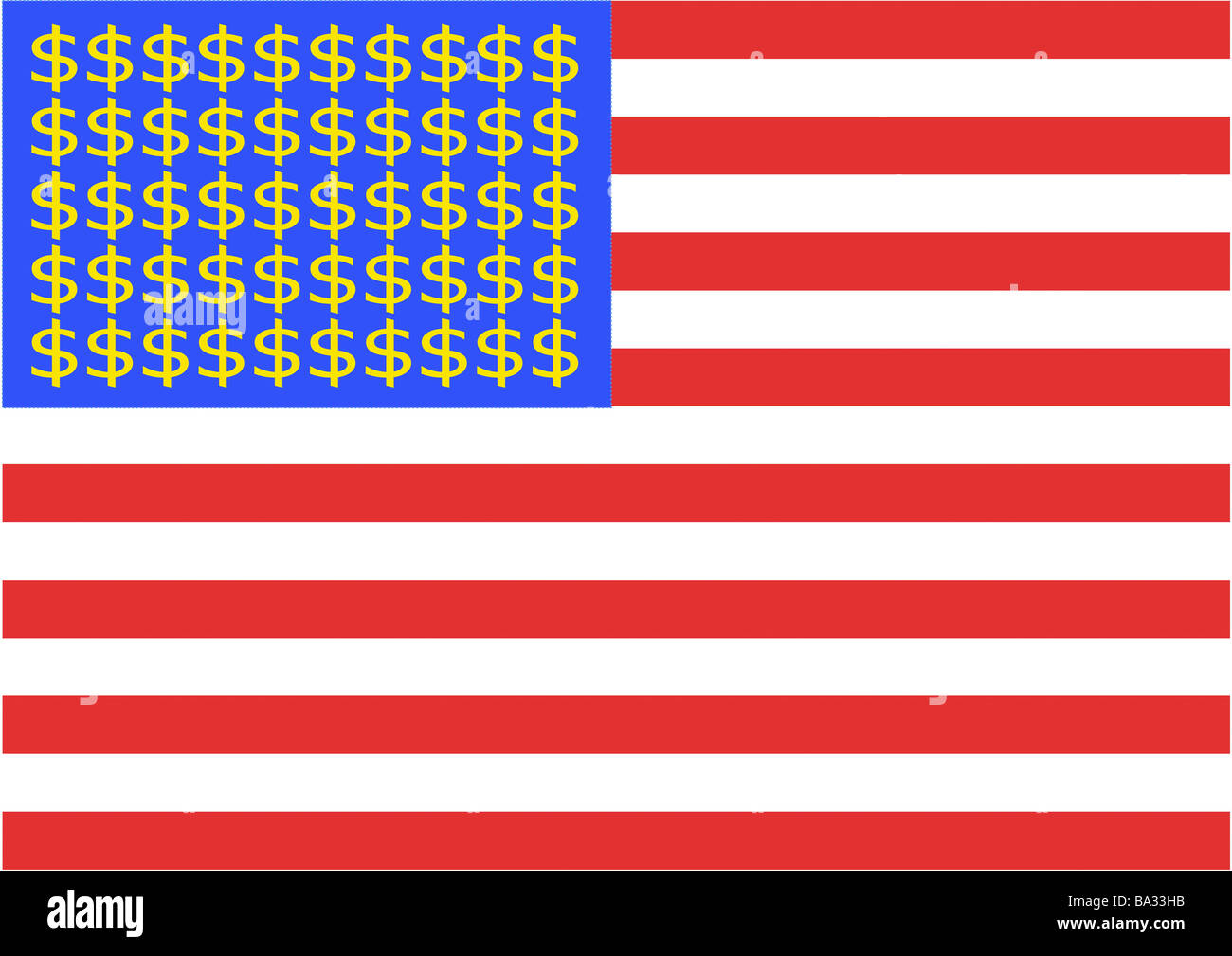 Dollarzeichen US-Flagge weiß rot-, dass Amerika Fahne Ensign Streifen Dollarsymbole monetäre Symbole Dollar Regional-Währung Stockfoto