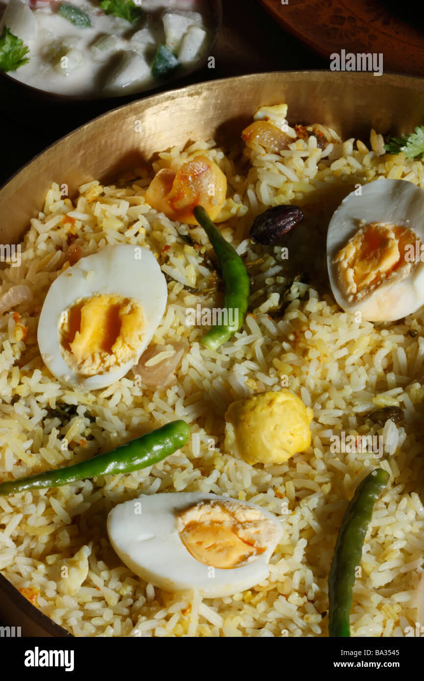 Hyderabadi Ei Biryani ist eine beliebte Basis Reisgericht aus Hyderabad Stockfoto