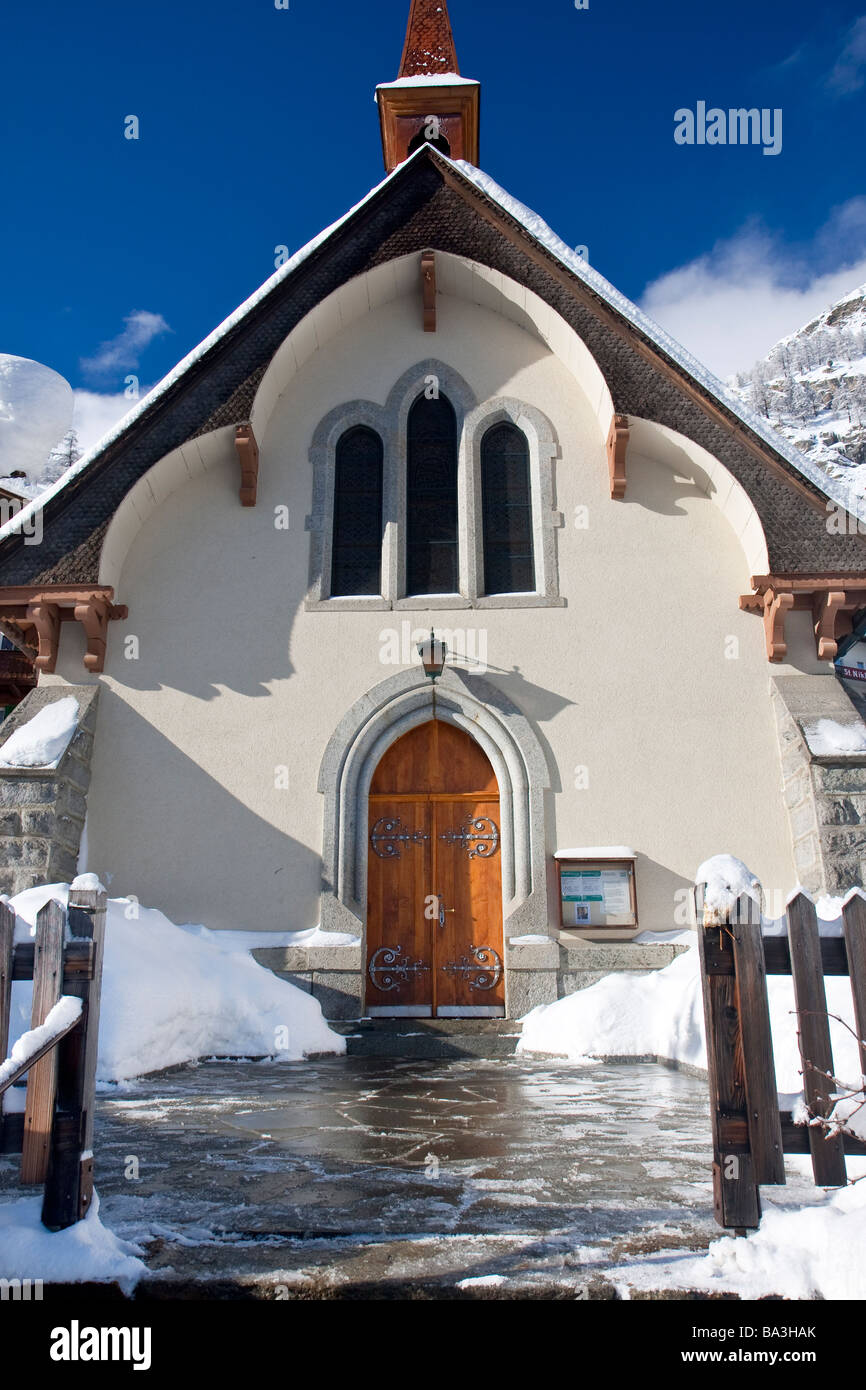 Englische Kirche in Zermatt Schweiz Stockfoto